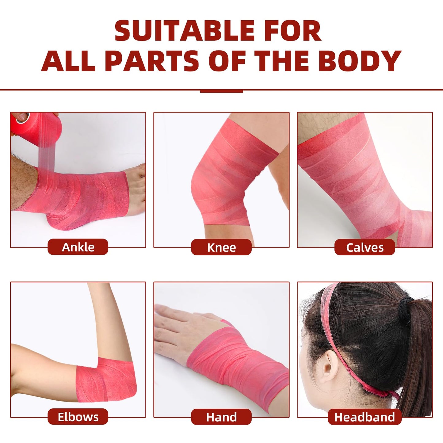 OK TAPE Pre Wrap Tape (4-Rolls, 120 Yards) - Athletic Foam Underwrap for Sports, Protect for Ankles Wrists Hands and Knees, 2.75 Inches - Red