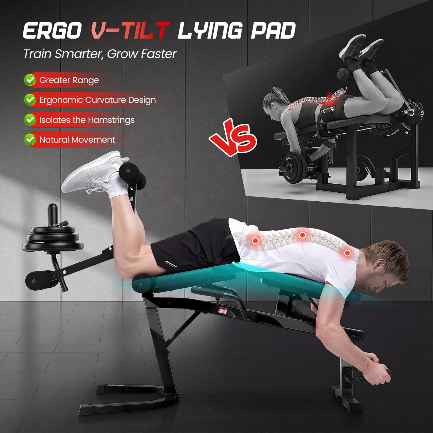 ANCHEER Leg Extension and Curl Machine, 880LBS Adjustable Leg Curl Machine, Seated Leg Extension and Lying Curl Machine for Home Gym, Leg Workout Equipment Compatible with 1" and 2" Plates