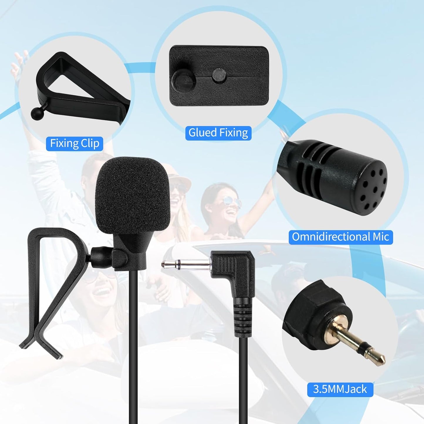 SolidSS 1 Set 3.5mm Plug Car Microphone,Handsfree Dash Car Stereo Receiver, Compatible Vehicle Head Unit Enabled Audio
