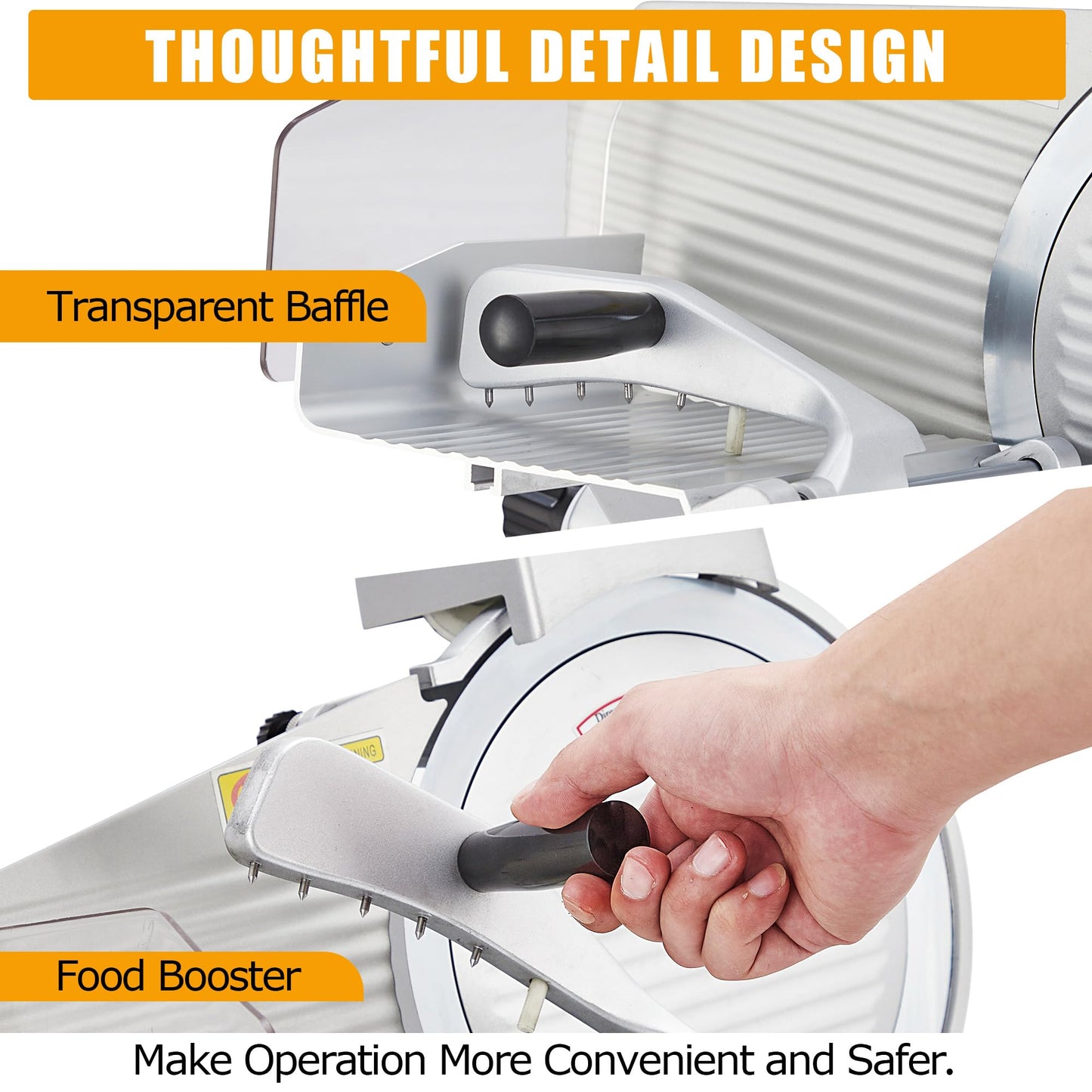 10" Commercial Meat Slicer 550W Dual Motors, Adjustable Thickness 0-14mm, with Safety Blade Cover & Sharpener - for Deli, Restaurant, Home Kitchen Slicing Beef, Ham, Vegetables