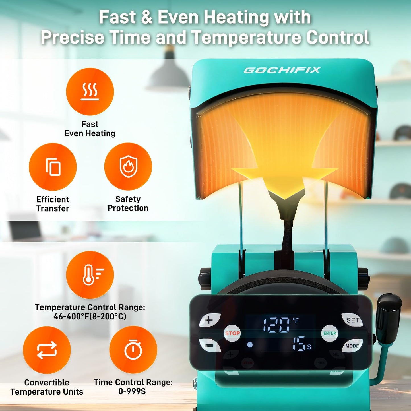 Auto Hat Heat Press Machine, Automatic Open/Release, 4 Memory Modes, Precise Temp/Timer Control, 6.54"x3.84"Curved Heat Plate, Hat Stretcher, for Caps, Sublimation, Vinyl, Heat Transfer