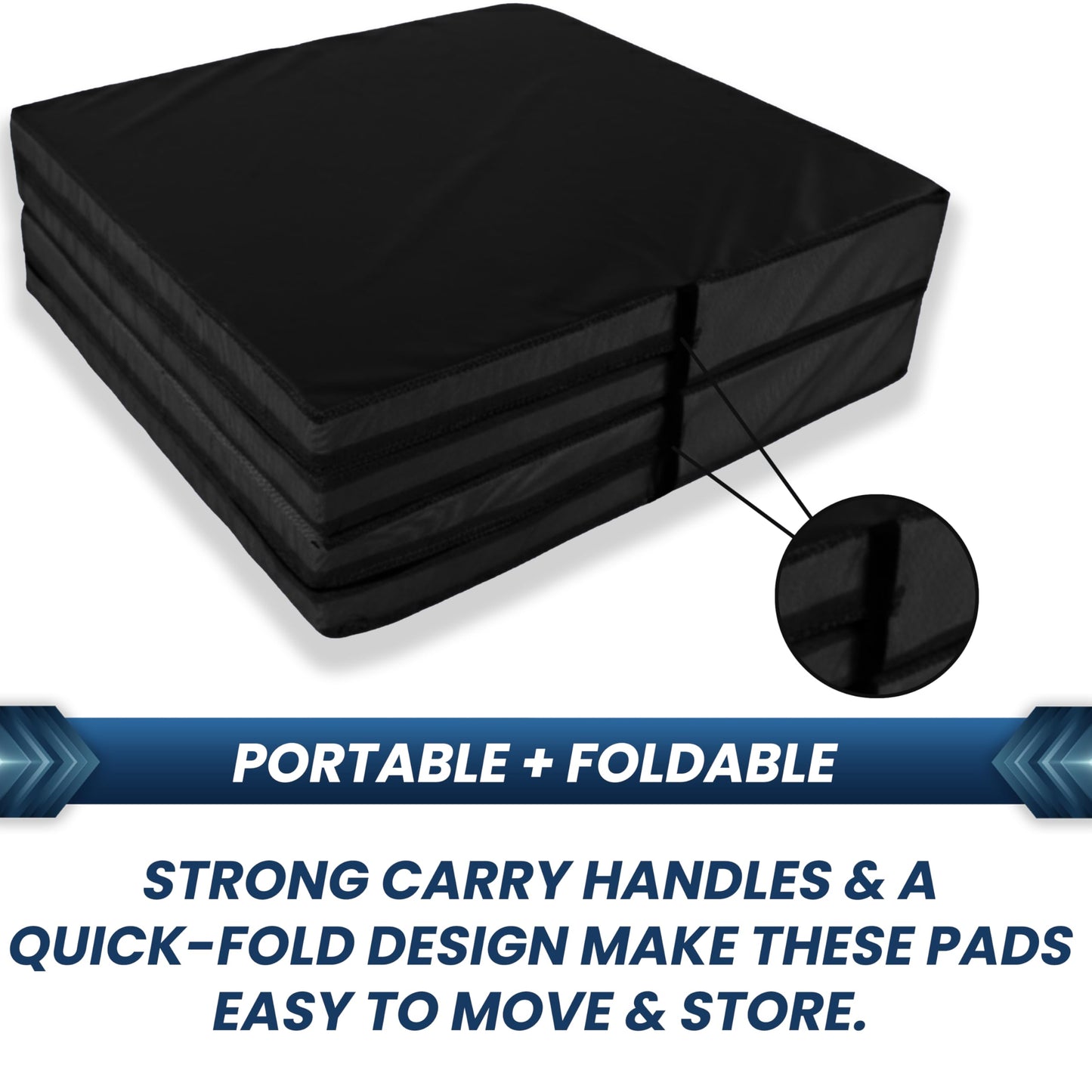 FlooringInc Folding Gymnastics Crash Mat – Thick Landing Pad for Tumbling, Kids Gymnastics, Cheer & Martial Arts Training – 8" Crash Pad, 4 ft x 8 ft Safety Mat (Black)