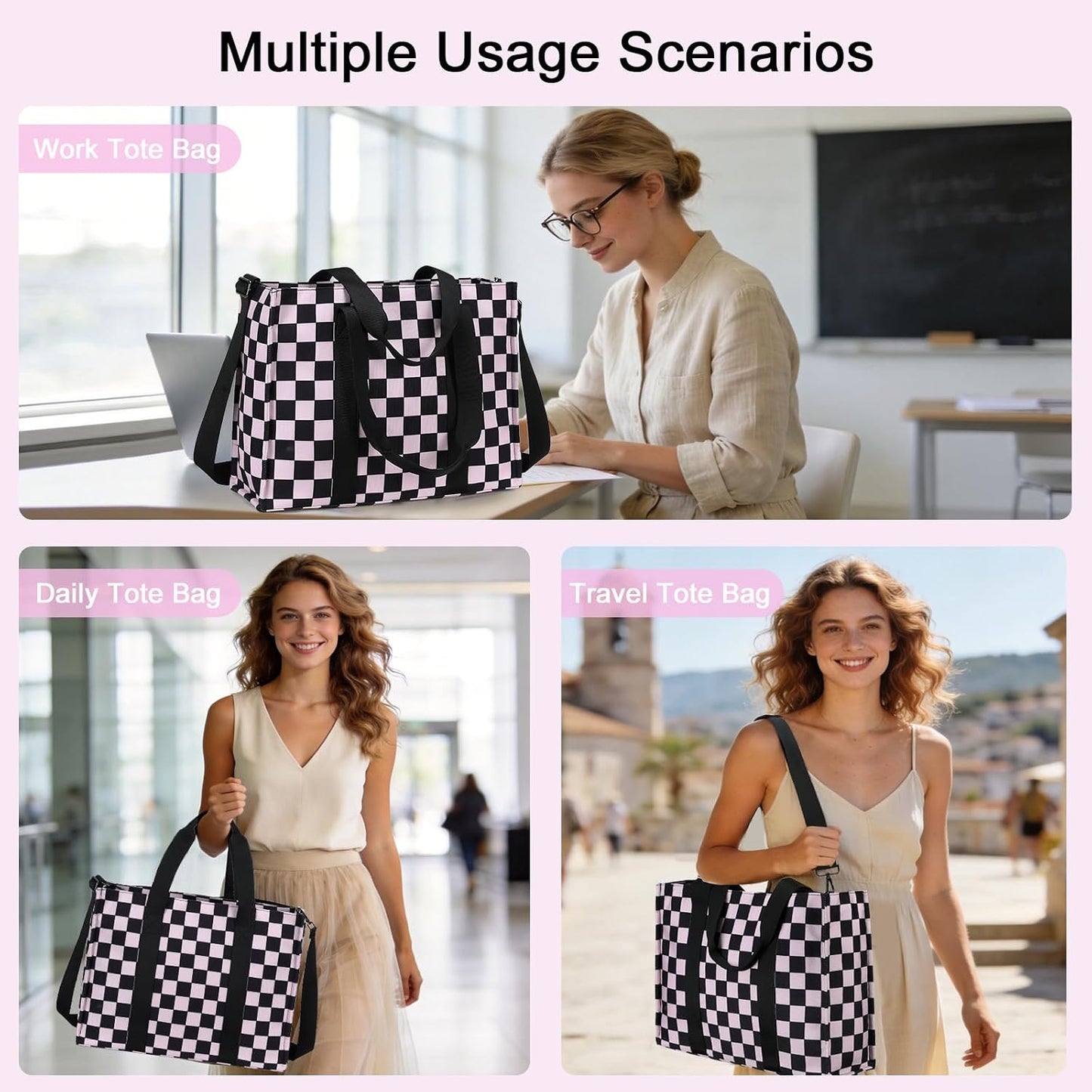 15.6 inch Laptop Tote Bag for Women Work Canvas Shoulder Bags Computer Messenger Purse Teacher Handbag Office Briefcase
