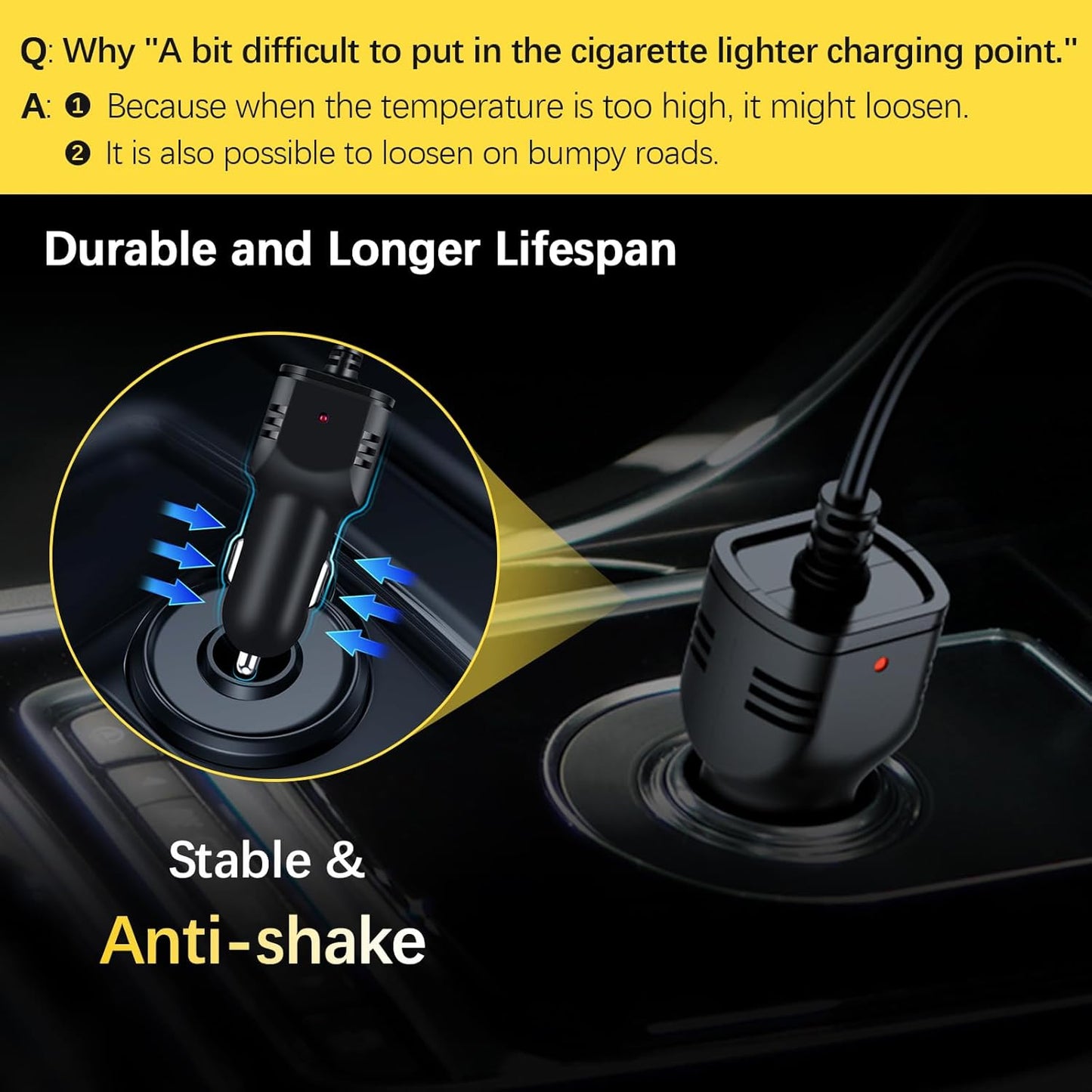 Range Tour 4m/13.12ft 12V/24V DC5V 3A Dash Camera Car Charger, Mini USB and Micro USB Interfaces, L-Type Driving