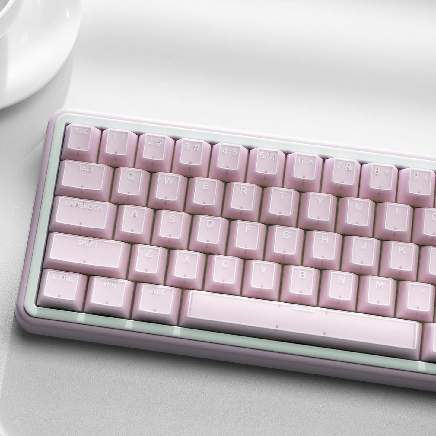 Klymra 142Key Set, 142 60% 65% 75% 87 104 108 Pink Jade keycap, Translucent Double Shot Keys Cherry Profile for Layout