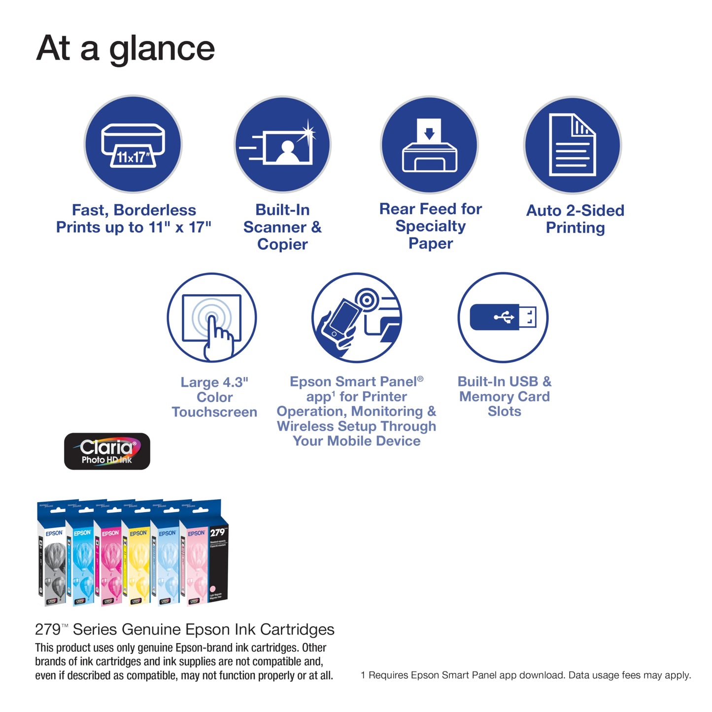 Epson Expression Photo XP-980 Wireless Wide-Format Printer with 6-Color Claria Ink System, Borderless Printing up to 11" x 17", Fast 4" x 6" Photo Printing, Built-in Scanner and Copier