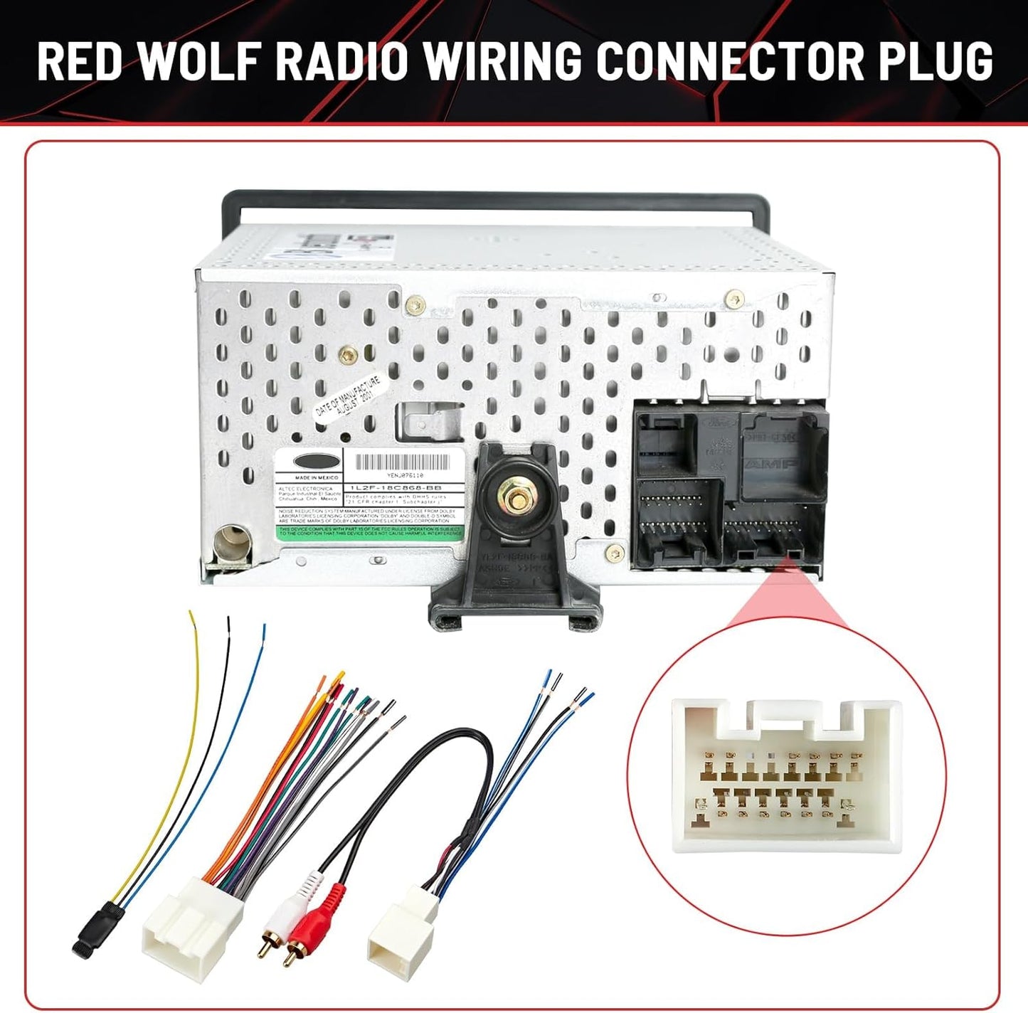 12V 5V 2000-2004 1999-2003 RED WOLF Radio Wiring Harness RCA Plug with to Step Down Converter Kit for Ford Mustang