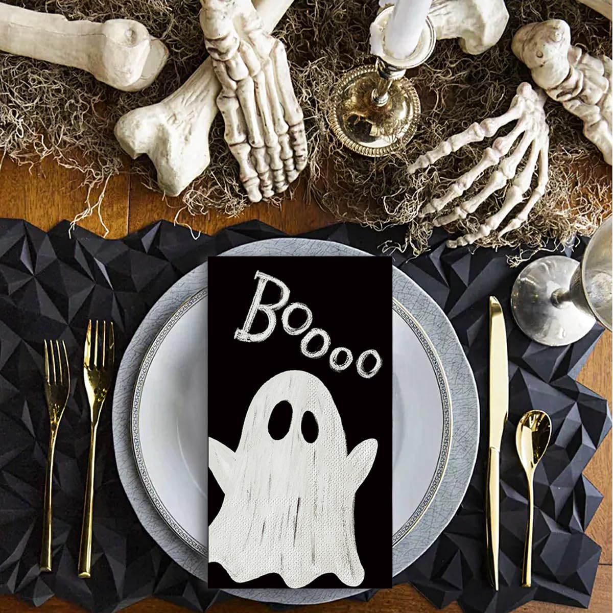 Horaldaily 100 Halloween Disposable Paper Decorative Guest Napkins, Boo Pumpkin Ghost Hand Towel for Party Lunch Dinner Kitchen Bathroom