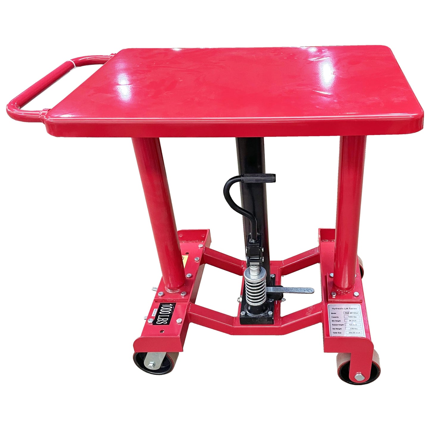 PAKE Post Lift Table, 1000 Lb. Cap., 30x20 Platform, 34 to 52 Lift Range