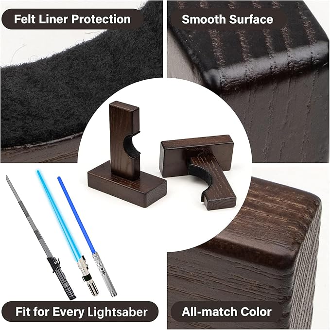 Lightsaber Horizontally Display Mount,Lightsaber Wall Mount, Wooden holder horizontally on the wall