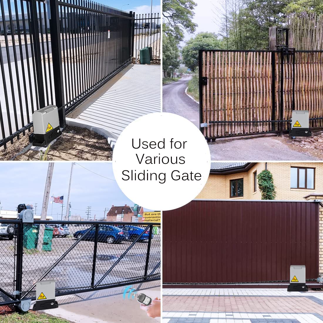 YILIKISS Automatic Sliding Gate Opener Kit Rack Driven Sliding Gate Motor with Remote Controls and Infrared Sensor Electric Gate Operator Complete Kit for Slide Gates Up to 1800 Pounds
