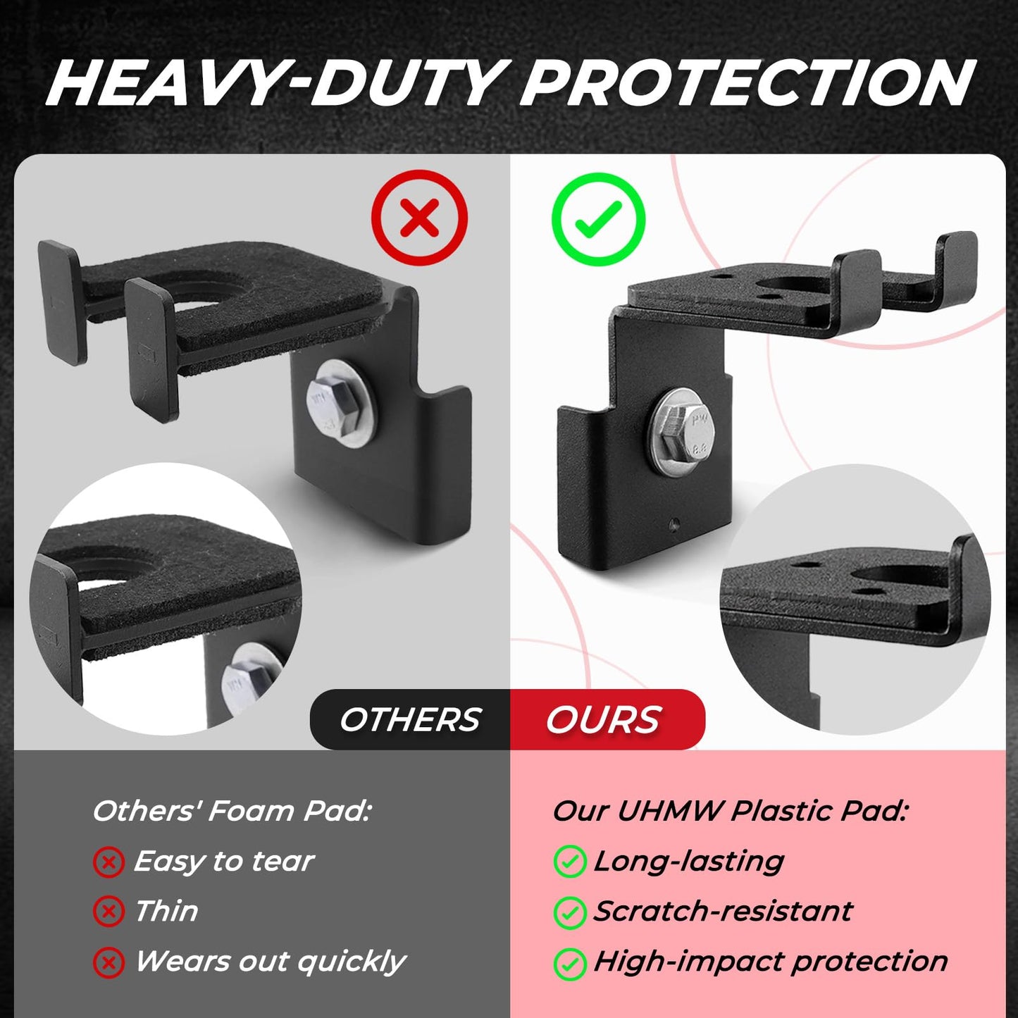 Lights Mountain Universal Vertical Barbell Holder for 3x3 Squat Rack, Tool-Free Installation with 5/8" & 1" Hole Hole Adapters, UHMW Lined Barbell Hanger, Heavy Duty Barbell Storage