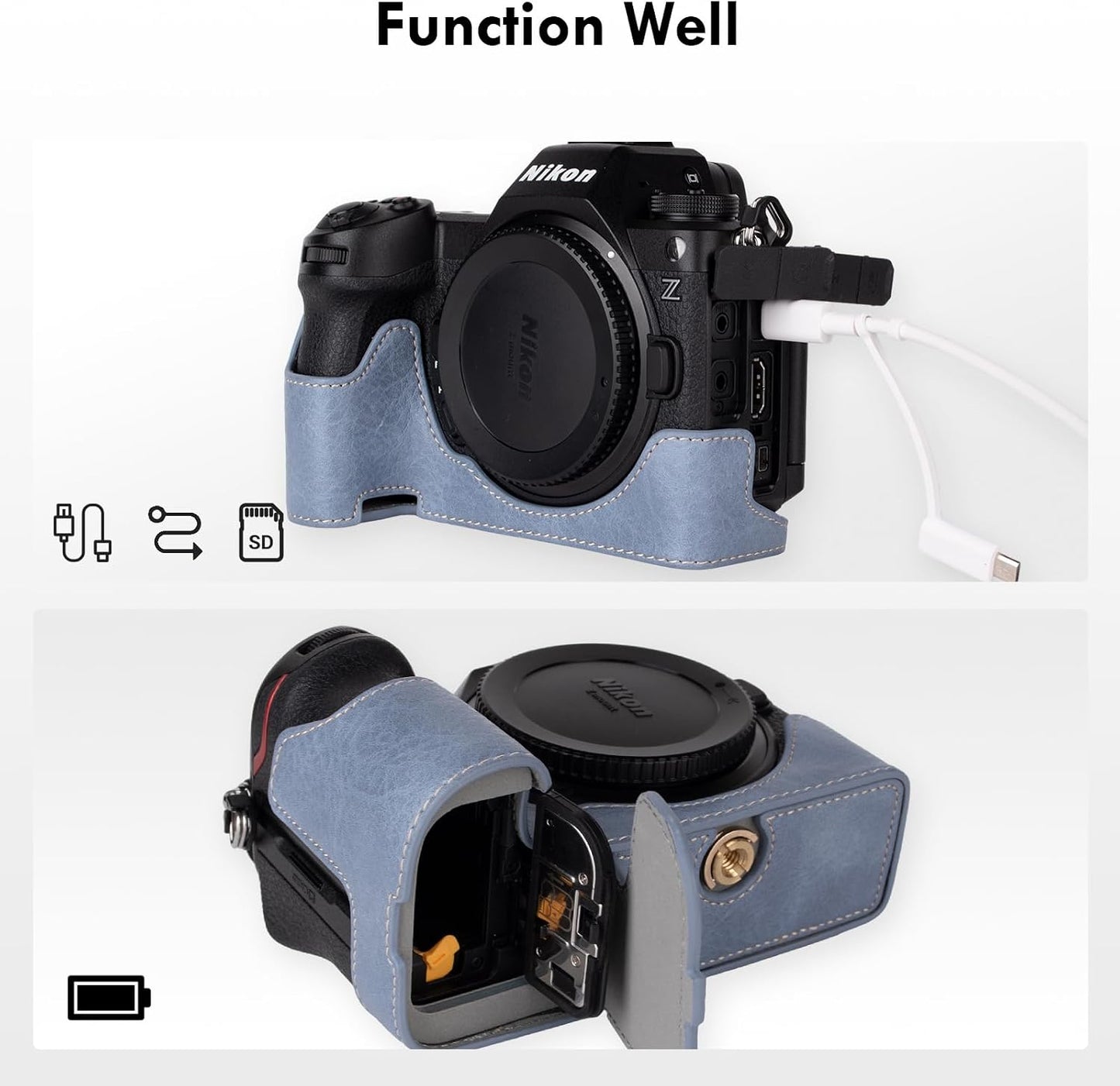 Z6III Z6 Z6 1/4"-20 Protective Camera Case for Nikon Mirrorless Camera,For III Half Case with Soft Microfiber Inner