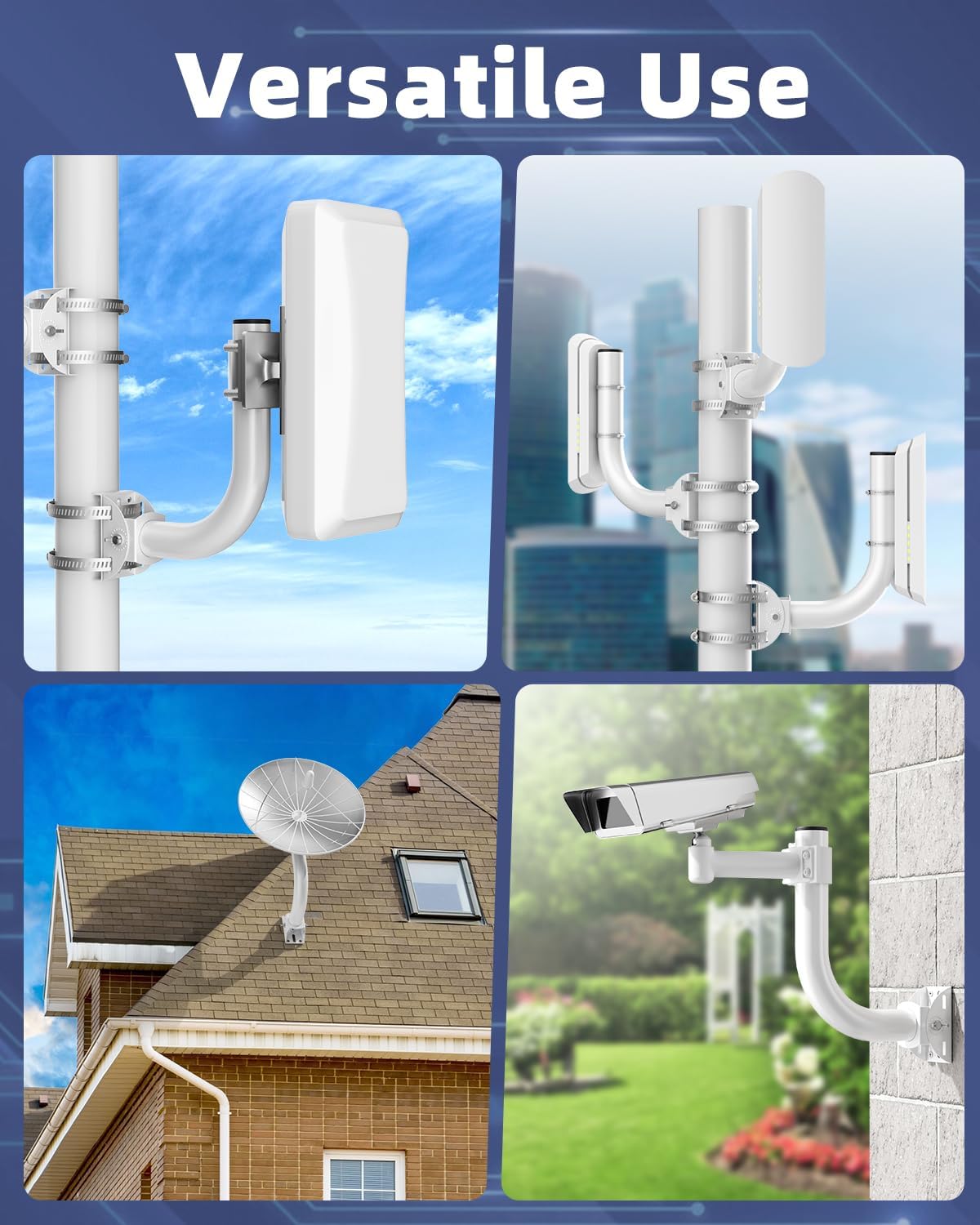 KORYCE 2-Pack 180 Universal Wireless Bridge Bracket Mount, J Pole Mounts, Adjustable Wall-Mounted Mount for Outside