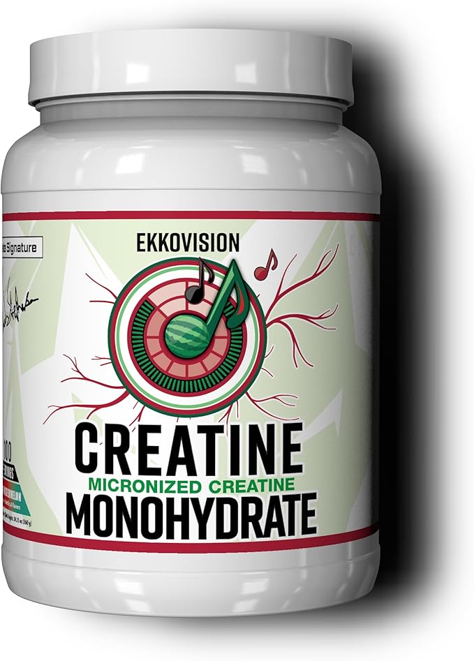 Ekkovision Creatine Monohydrate Powder, Micronized, Sour Watermelon, Pre & Post Workout Supplement for Men and Women, Energy Support, Easy to Mix in Shakes, Smoothies & Beverages, 100 Servings