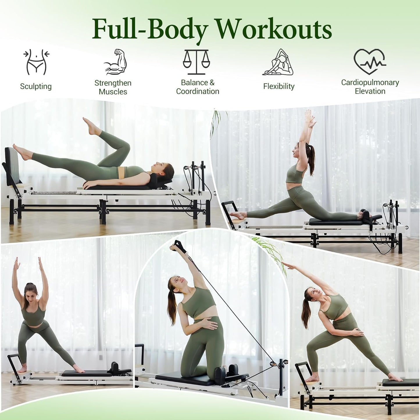 PAETA Pilates Reformer, 91" Foldable Reformer Pilates Machine with Adjustable Reformer Heights, Pilates Equipment with Piano Wire Spings and Jump Boards(Black Reformer with Box
