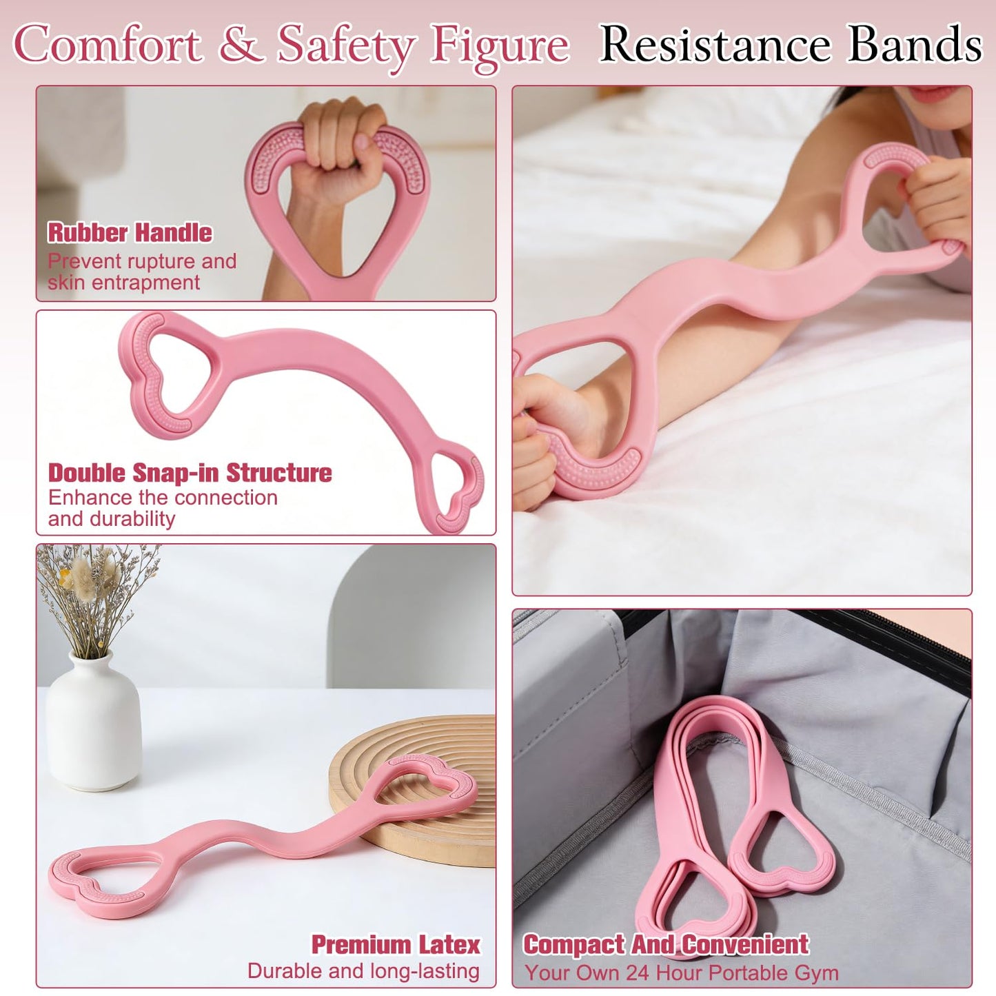 3PCS Figure 8 Resistance Bands with Handles, Resistance Bands Figure 8 Exercise Bands for Women, Working Out Arm Back Shoulder, Exercise Bands for Yoga Pilates Daily Use