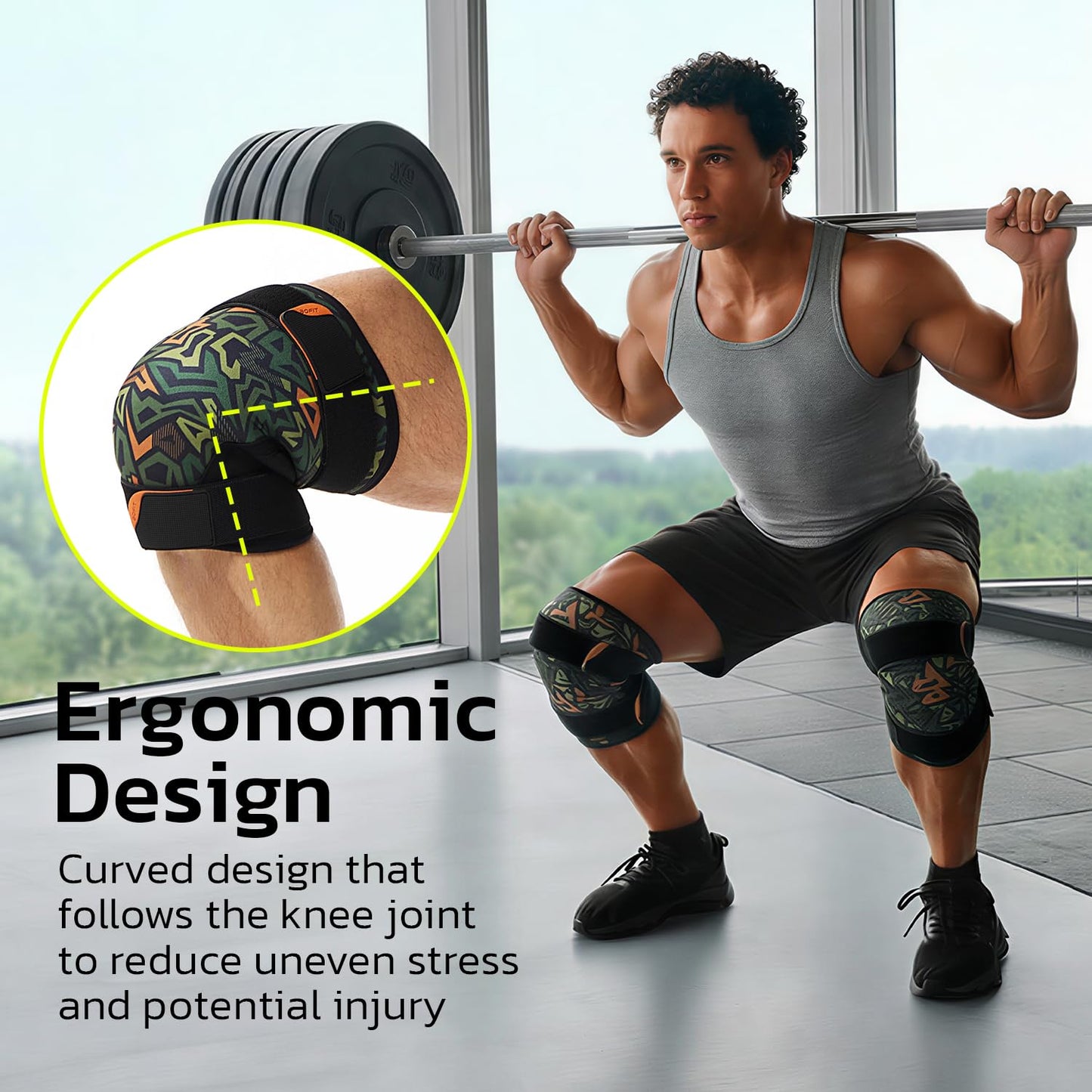 aoFIT Knee Brace (1 Pair) Adjustable Strap 7mm Neoprene Knee Compression Sleeve Knee Support for Men Women for Training & Fitness, Weightlifting, Black Small