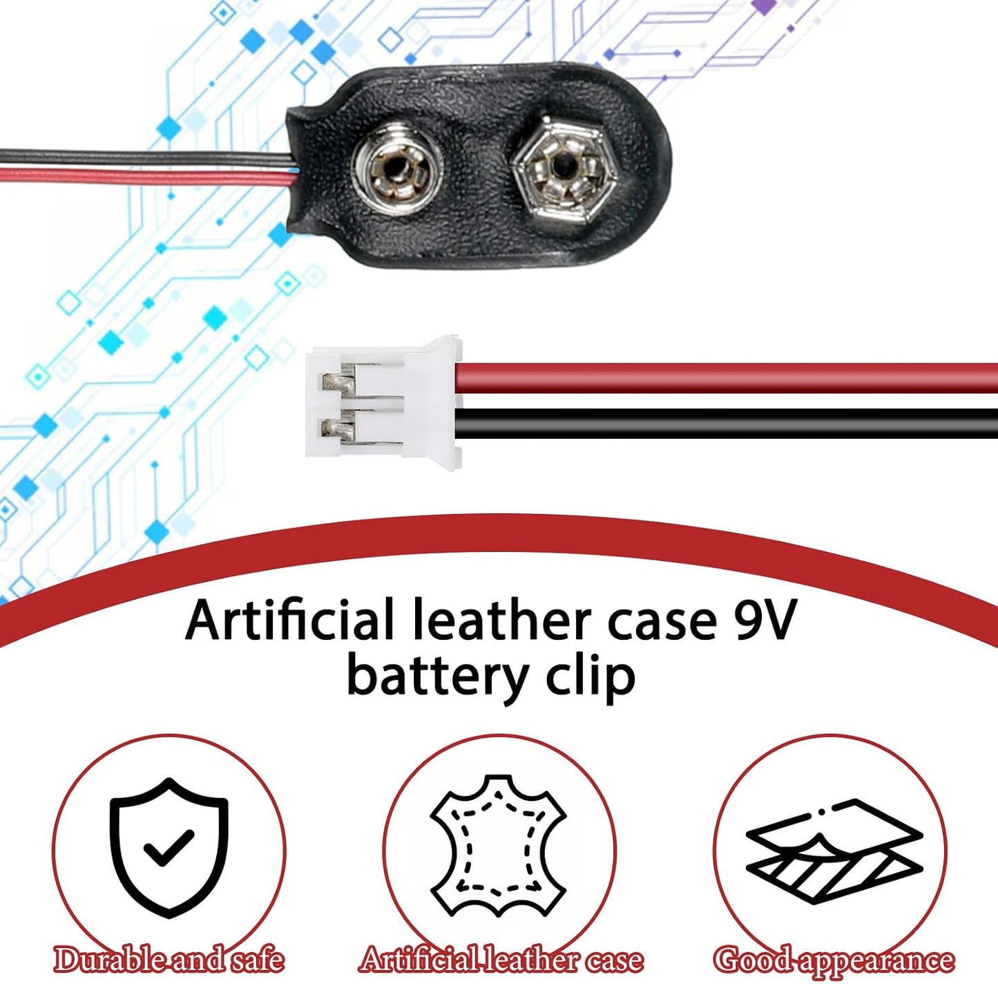 EupHHonycs 4 9V 2.0 9 (15cm) Pcs Battery Clip Connector Battery Snap to PH Connector Cable I-Type Volt Clip Wire
