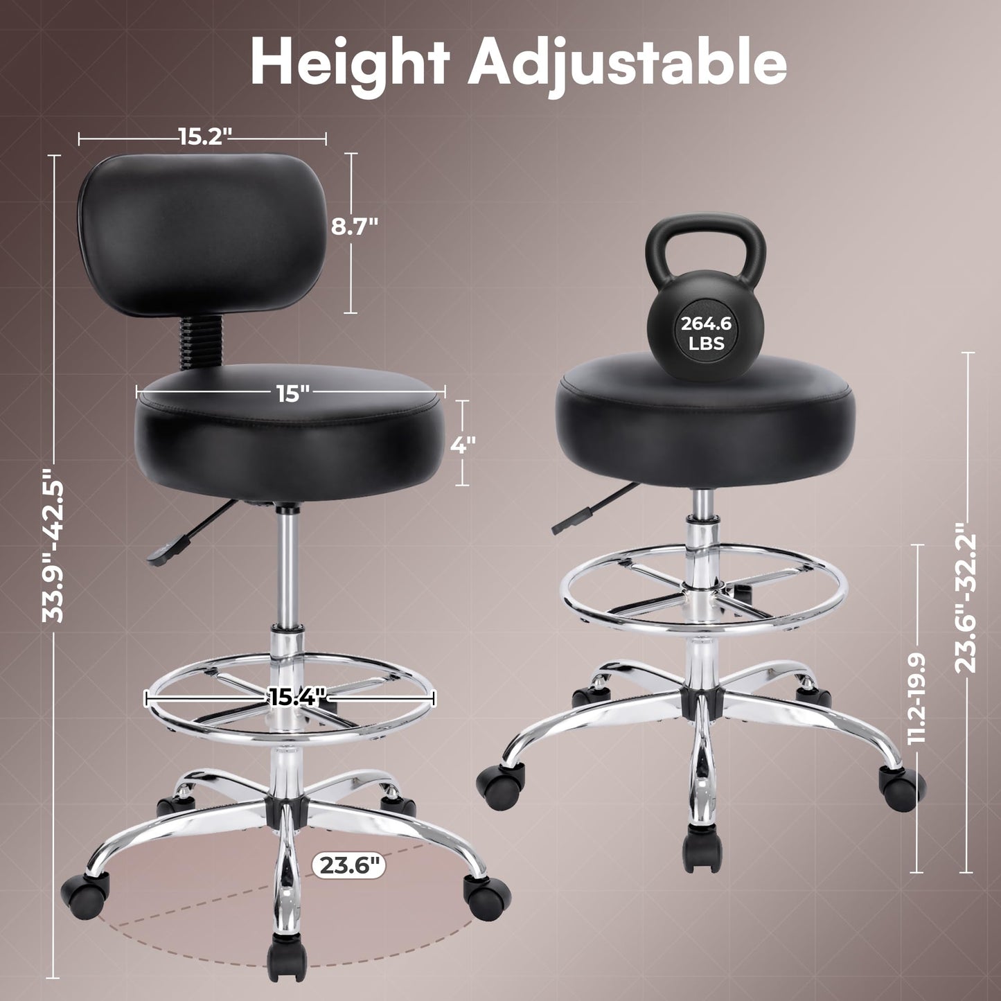 Huuger 61 x 28 Large Electric Standing Desk, Height Adjustable Computer Desk and Drafting Chair with Back Bundle