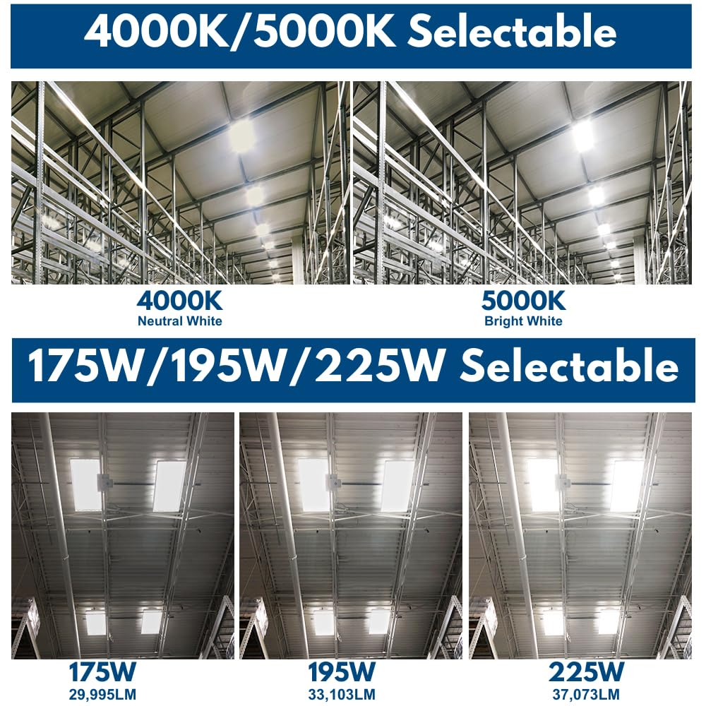 Konlite ALTA LED High Bay Light - 4FT - 225W/195W/175W - 37,600 Lumens - 5000K/4000K Selectable - 120-277V - 600W Metal Halide Equal