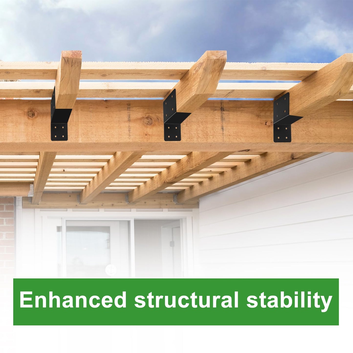 4 Pcs Post Caps Tie Bracket,4x4 Black Joist Anchor Connector for 4x4,4x6 Post,14 Gauge Joist Hanger Brackets,Roof Tie Header Hanger for Supporting Beams Rafters