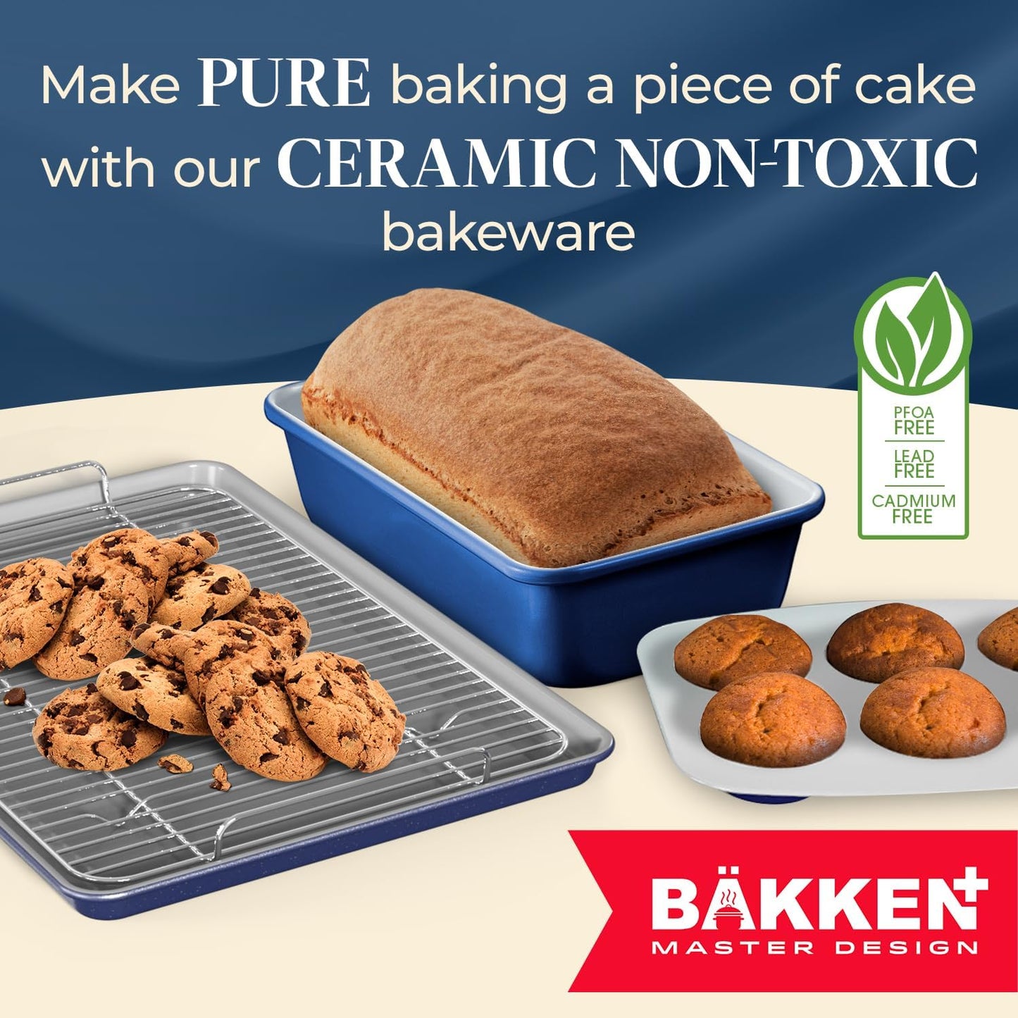 Premium Non-Stick Ceramic Baking Sheet Pan - Aluminized Steel, PFOA & PFAS Free - Non-Toxic, Ideal for Baking & Roasting - Medium Size (15.5" x 10") | Blue
