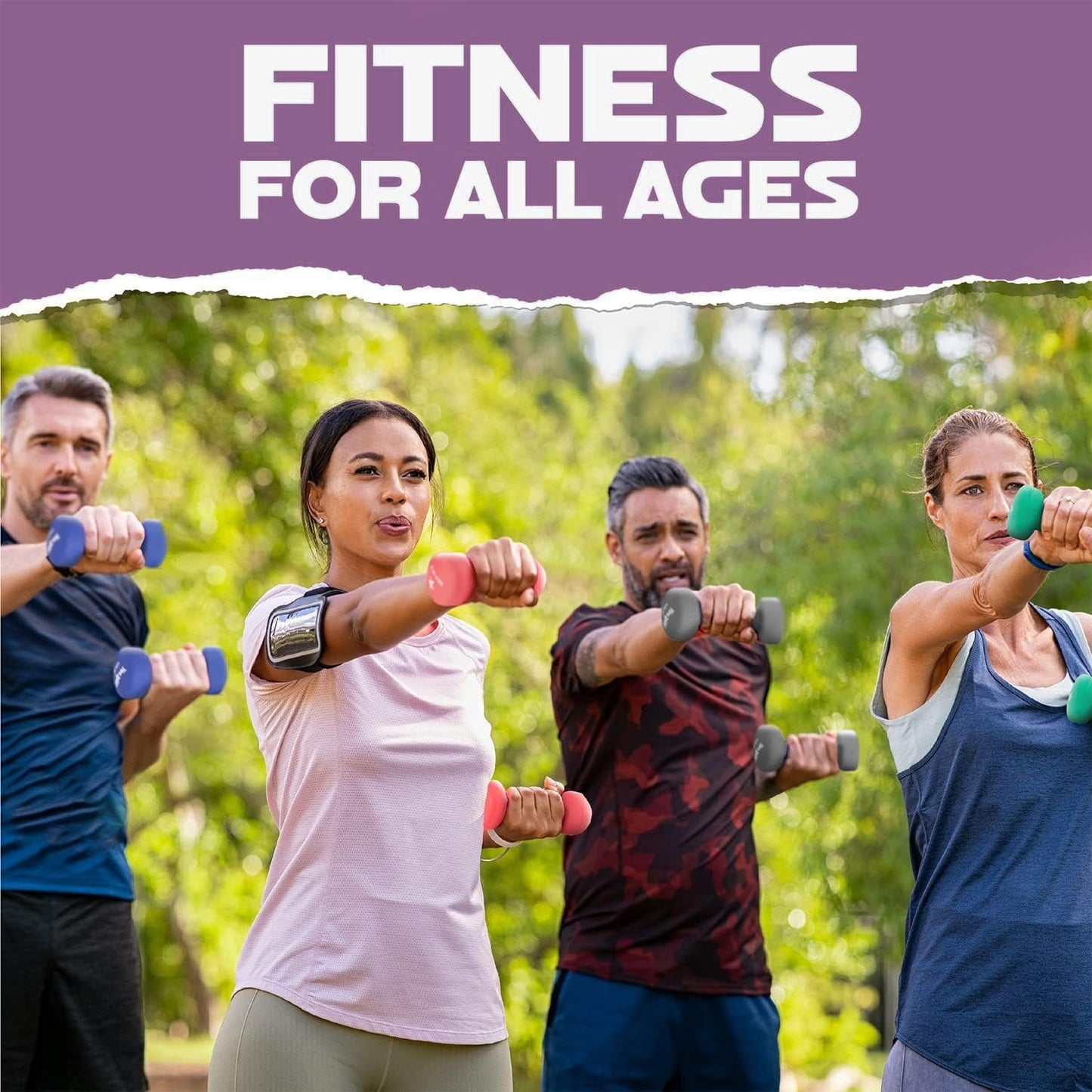 Yes4All Neoprene Coated Dumbbell Hand Weight Sets of 2 - Multiple Weight Options with 15 Colors, Anti-roll, Anti-Slip, Hexagon Shape, Purple, 2 lb Pair
