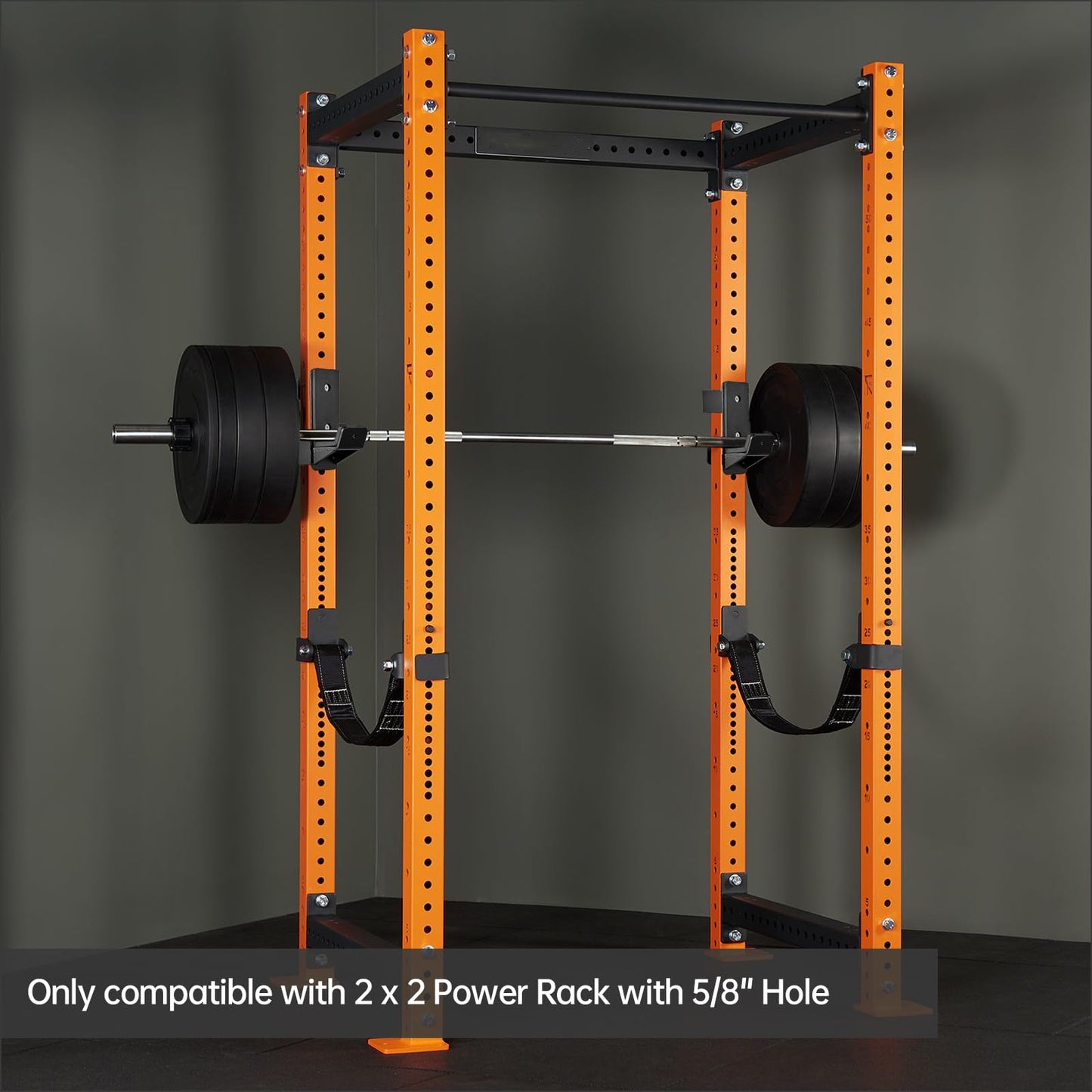 AINAFIX J Hooks for 2" x 2" Power Rack with 5/8" Hole, Rubber Pad J-Hook for Power Cage, Bottom Reinforced Steel J Cups for Squat Rack, Heavy Duty Barbell Holder, Black