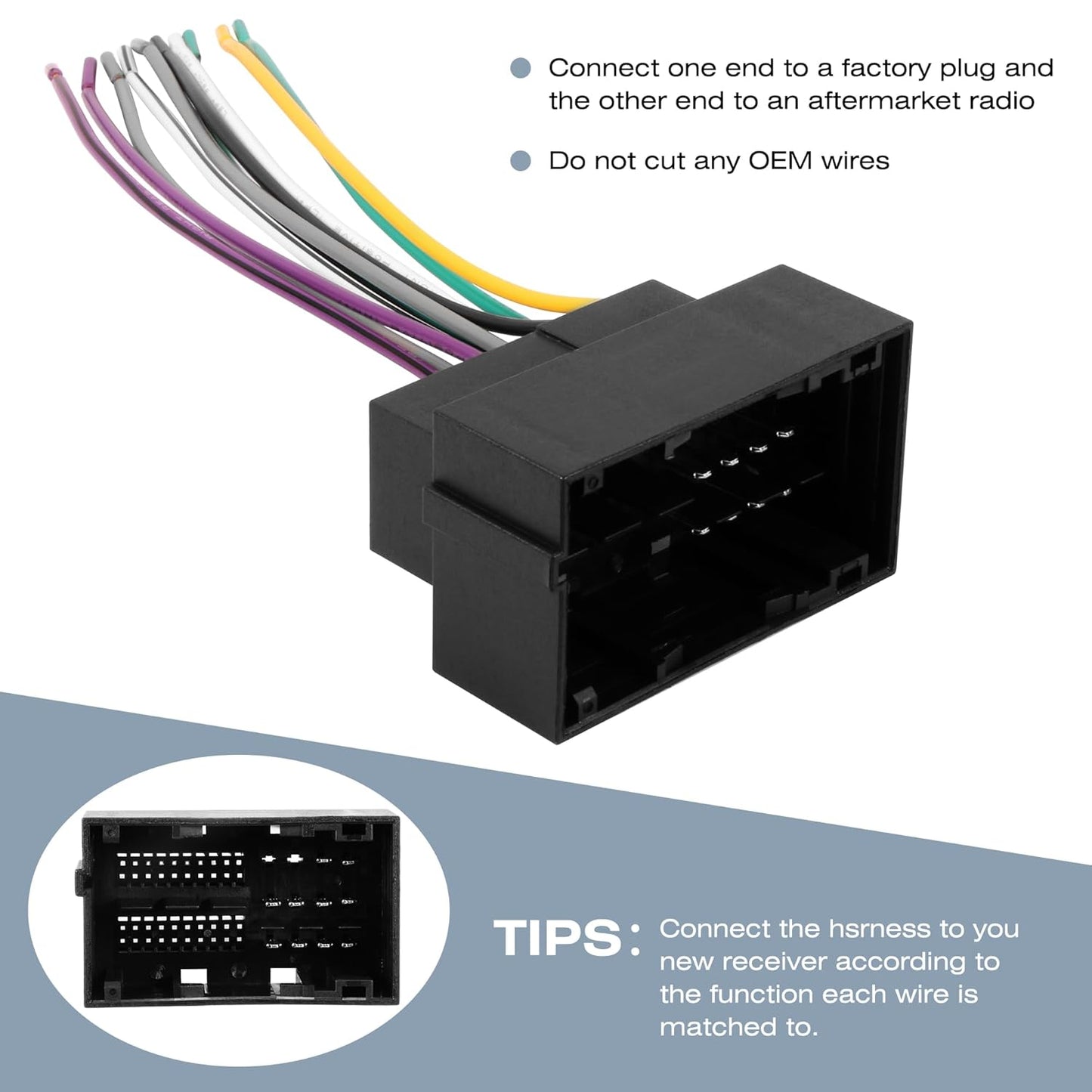 2013-up RDBS Car Radio Wiring Harness, Stereo Wire Harness and Antenna Adapter Combo kit to Connect an Aftermarket