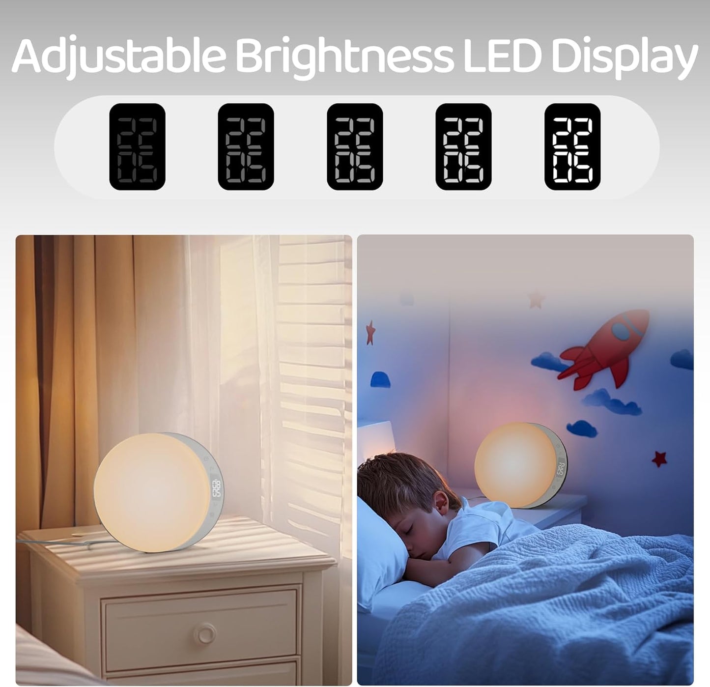 ANTDALIS Dimmable 20 Snooze, Sunrise Alarm Clock for Heavy Sleepers Adults, Wake Up Light Night Light for Kids Teens
