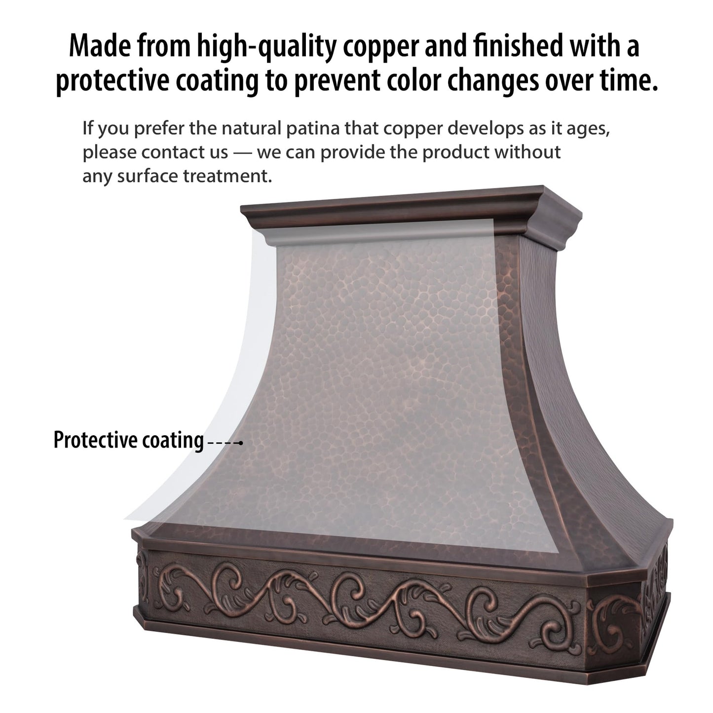 NAUXUS Custom Copper Kitchen Range Hood Cover, Handmade Kitchen Hood with Powerful Range Hood Insert, Classic Stove Vent Hood with Straps & Rivets, HCI00FT#