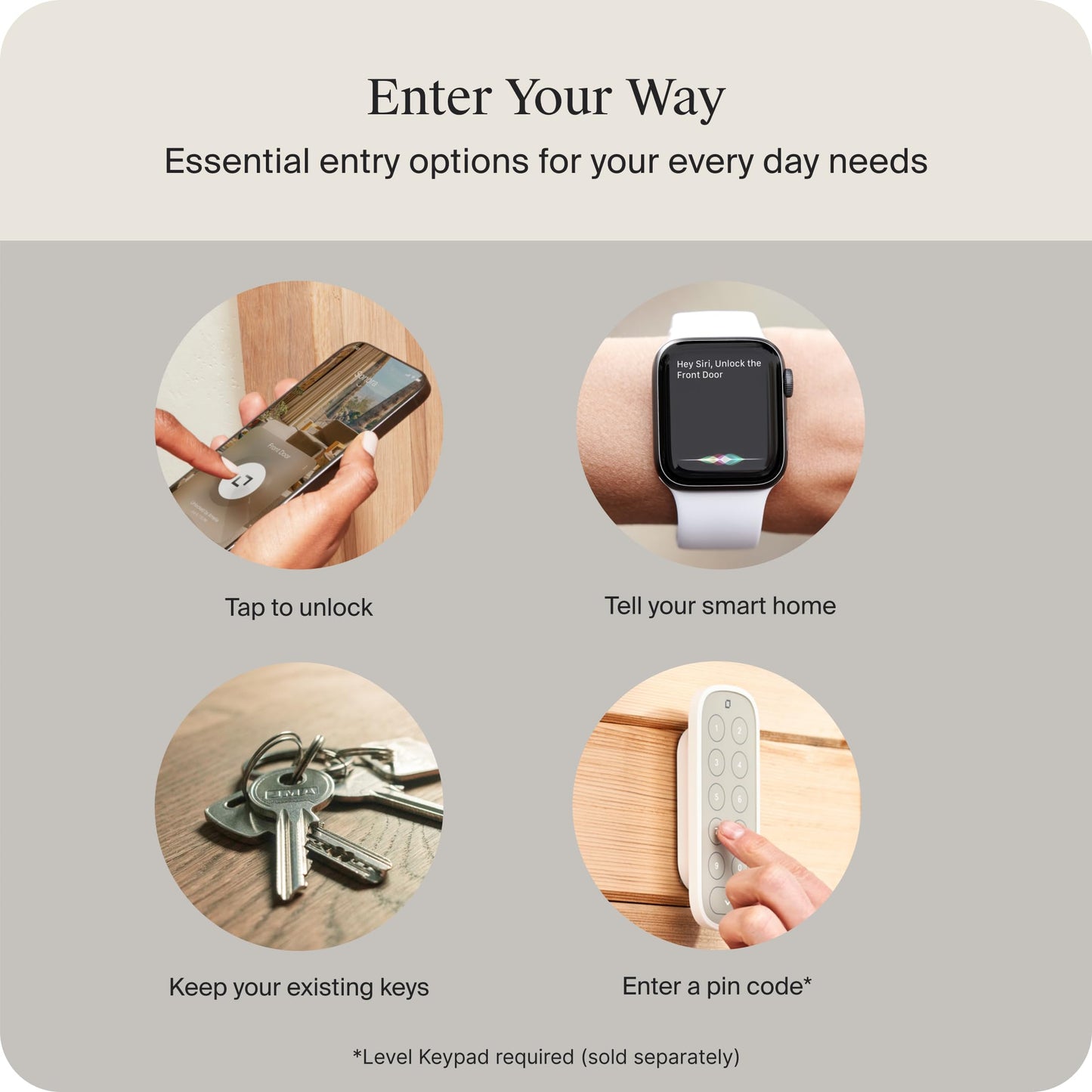 Level Bolt Smart Deadbolt - Make Your Lock Smart Without Changing Keys or Hardware - Matter-Over-Thread Plus Apple Home Key - Keyless & Remote Access via Apple, Alexa, Google Home, SmartThings