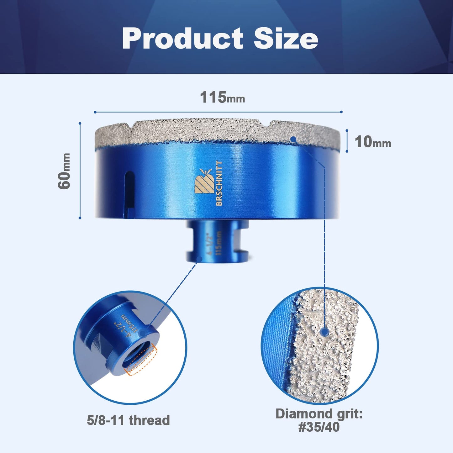 115mm Diamond Core Drill Bit for Porcelain Tile Ceramic Marble Granite Diamond Core Drill Bit Set - for Porcelain Tile Ceramic Marble Granite