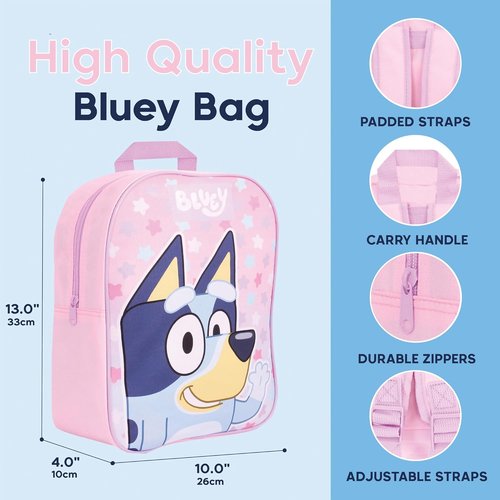 Bluey Backpack - Pink Kids School Bag | Ideal Travel Rucksack for Nursery & Daily Use