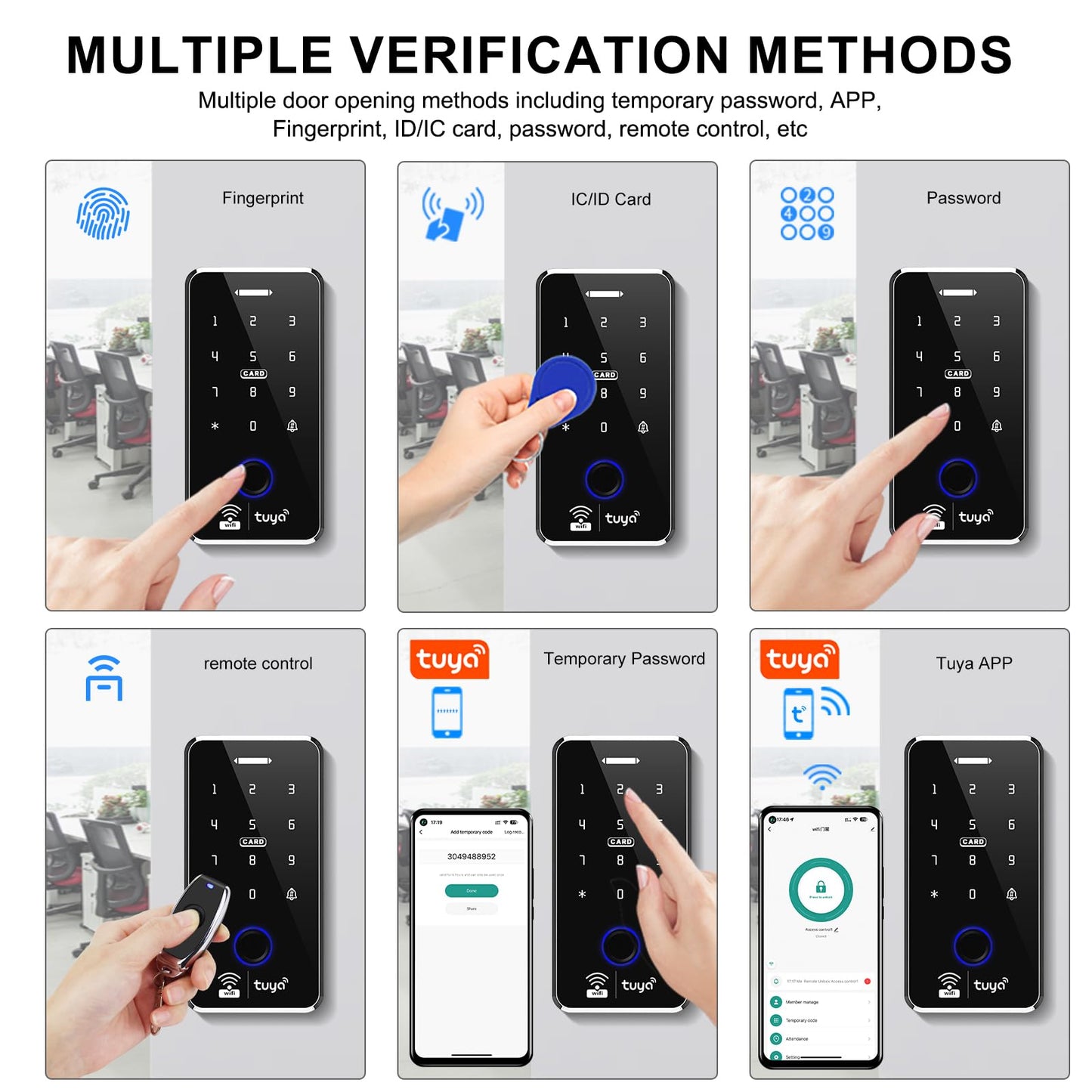 XYBkey WiFi TUYA Security Access Control System Kit: Waterproof, Fingerprint, Password, RFID Keyboard Lock, 600lb Magnetic Lock + ZL Bracket, Smart Remote Door Opener, App WG26 Doorbell, Sensor Switch