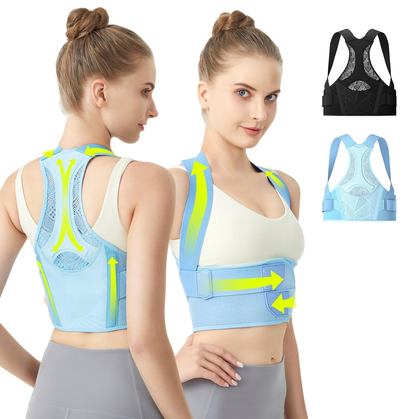 aoFIT Posture Corrector for Women, Lightweight and Breathable Back Brace for Pain Relief, Rounded Shoulders and Hunchback, Compact & Portable with Fashionable Design, Invisible Under Clothes Blue XL