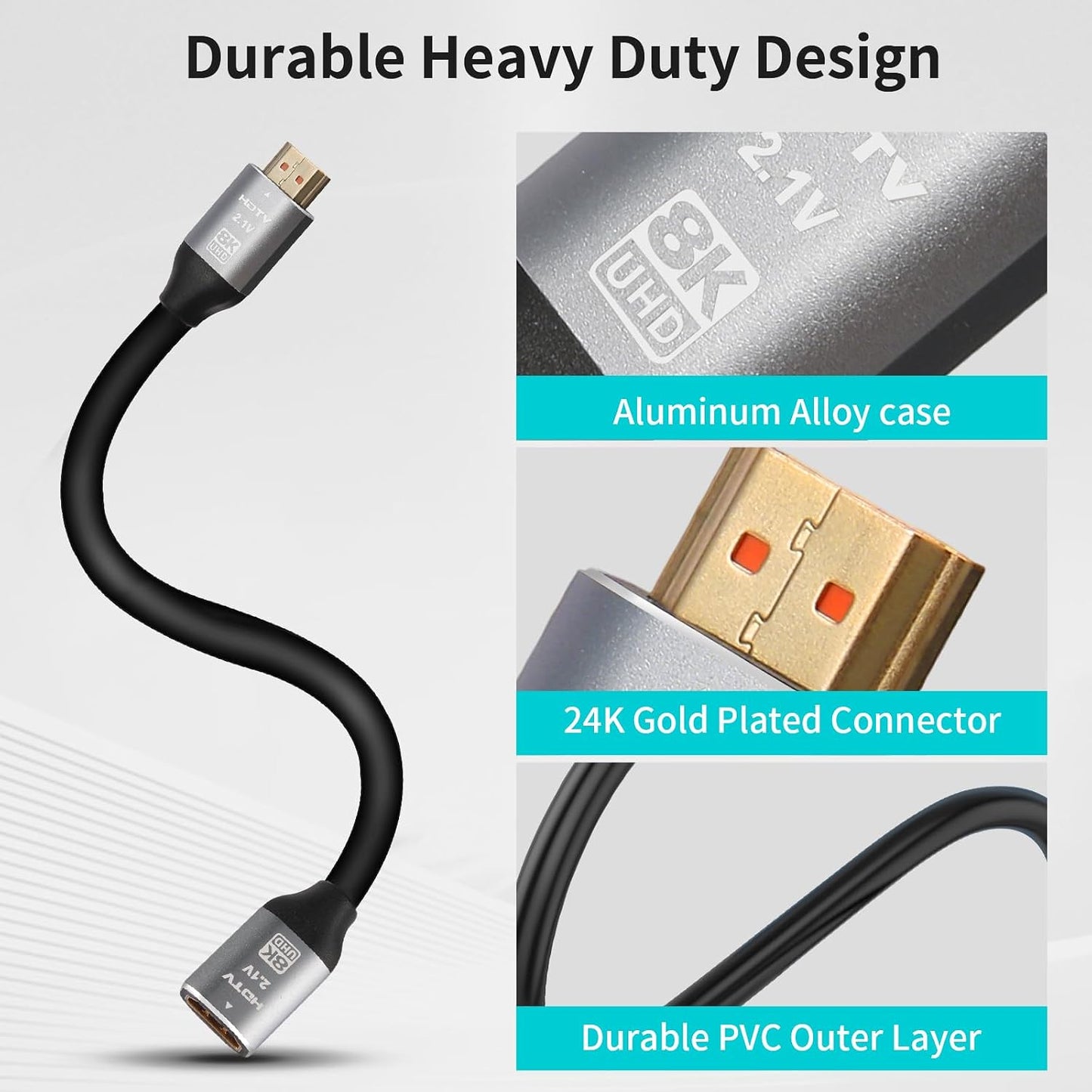 AIMHDUTY 8K 2-Pack, 1FT, PS5 PS4 HDMI Extension Cable HDMI Male to Female Adapter Extender Cord Compatible with Xbox