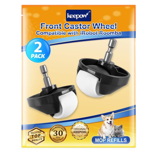KEEPOW Front Wheel Replacement Compatible with iRobot Roomba Robot Vacuum Cleaner 500, 600, 700, 800, 900, e, i, & j Series 560 652 650 770 880 980, 2 Pack