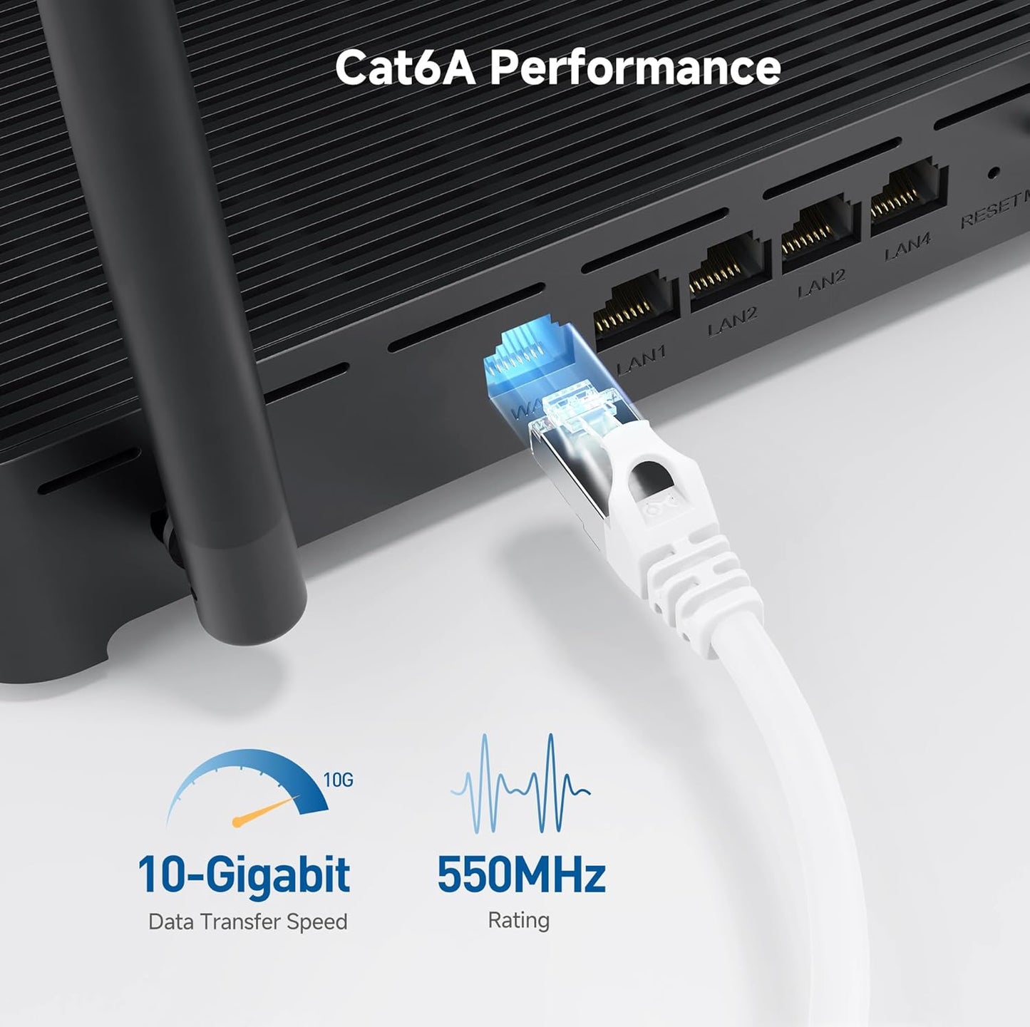 10Gbps 6A 75ft, 6A Cat6A Cable Matters Snagless Shielded Cat Ethernet Cable - Cat Cable, Cord, Ethernet Cord, White