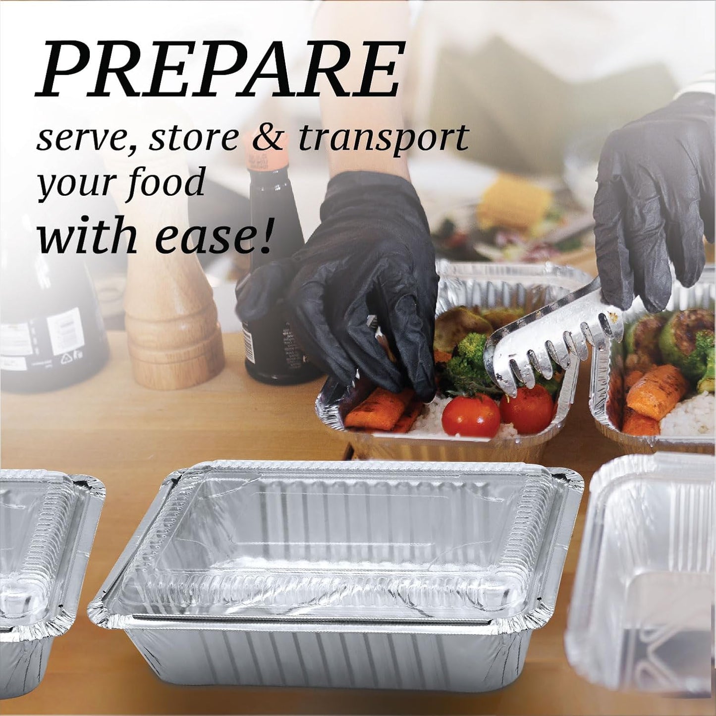 Regine Switzerland Aluminum Containers - 55 Count Disposable Foil Pans with Lids | 2.25LB, 8.5"x6" for Takeout & Food Storage