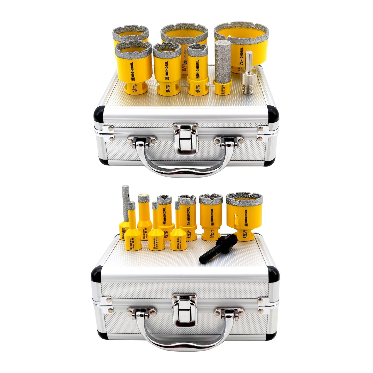 HIGHDRIL Diamond Drill Bits Kit with 5/8-11 for Porcelain Tile Ceramic Marble Brick Concrete Vacuum Brazed Hole Saw and HIGHDRIL Diamond Drill Bits Kit with 5/8-11