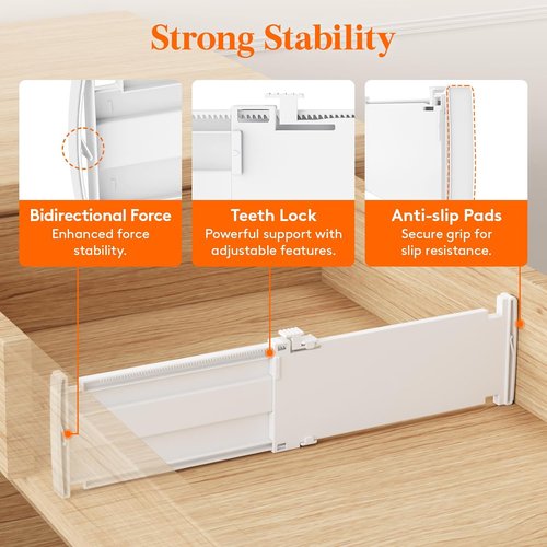 Lifewit Drawer Dividers - Expandable 12 Pack for Clothes | Adjustable Organizers 27-42cm/10.5-16.5" White