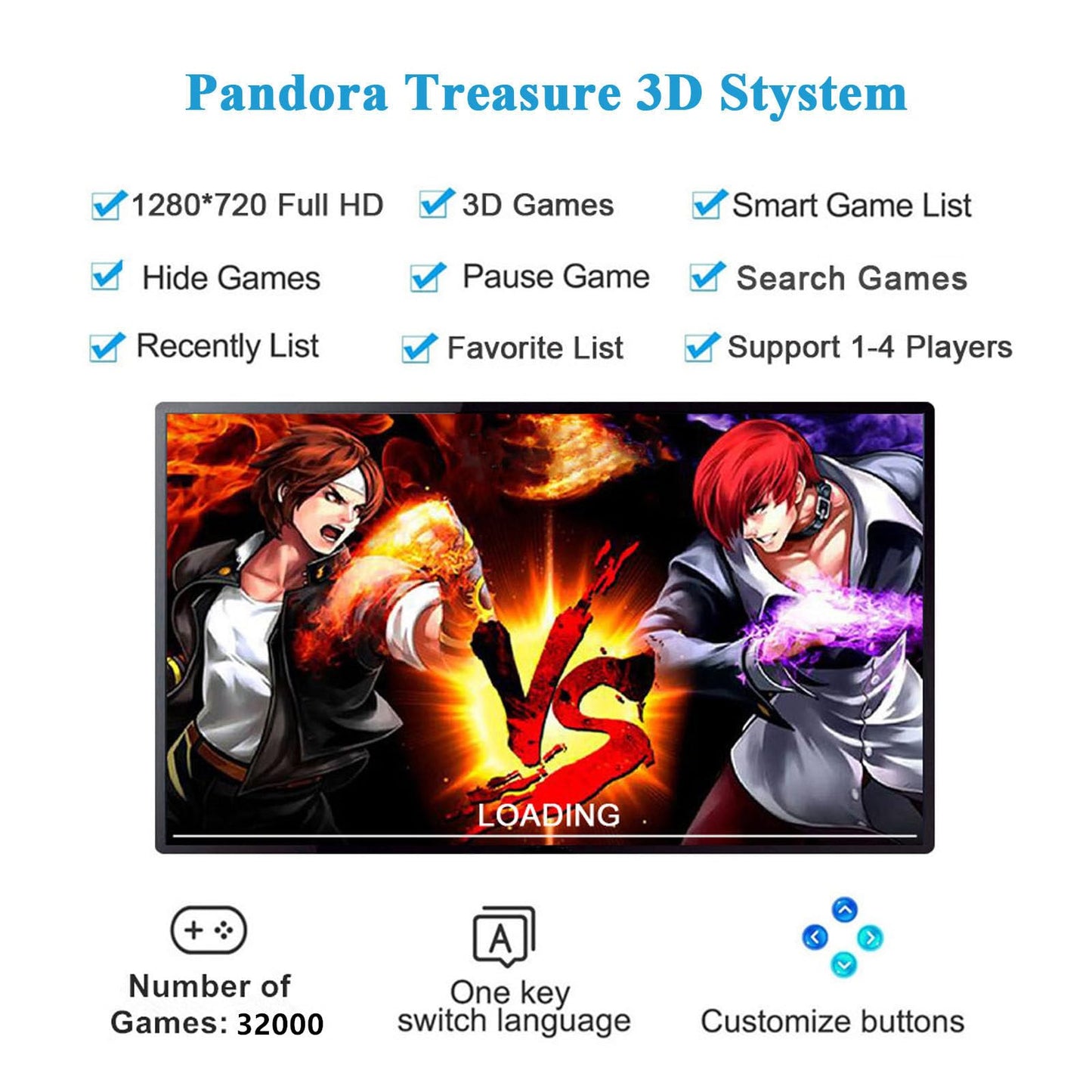 GWALSNTH 32000 in 1 Pandora Box 60S Arcade Games Console, Plug and Play Video Game,1280X720 Display,Search/Save/Hide/ Pause,1-4 Players …