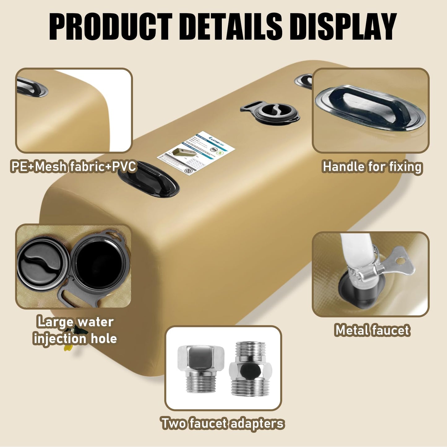 Yellow Drinking Water Storage Bladder,25 Gallon Portable Water Bladder Tank, RV Water Tank, Can Be Used for Storing Drinking Water, Camping, Traveling, Wilderness Survival Patrols, Etc.