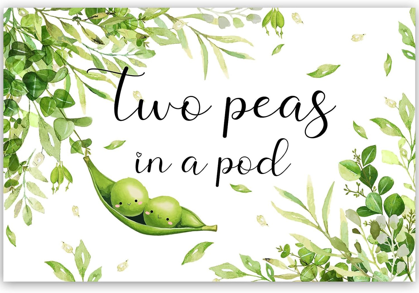 Diartpaint 7x5ft Twin Baby Shower Decorations Two Peas in A Pod Backdrop Greenery Twins Gender Reveal Decors Backdrop
