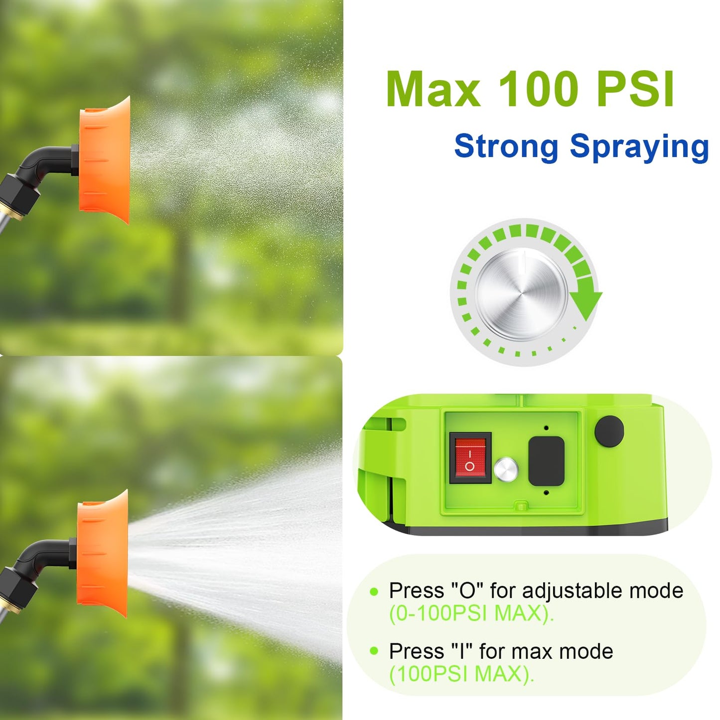 Battery Powered Backpack Sprayer 5.3 Gallon,100 PSI Electric Graden Sprayer Works with 21V 2.6Ah Battery,Weed Sprayer with Telescopic Wand,8 Nozzles,Charger Included for Lawn,Garden,Farm,Disinfection