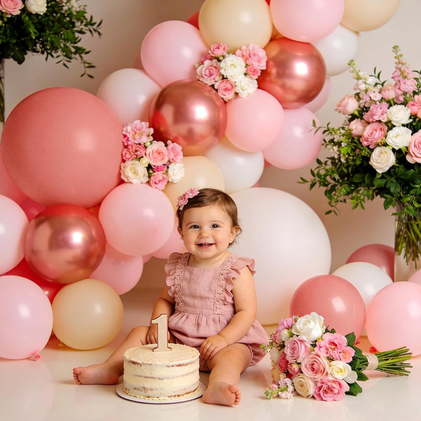 Winrayk Rose Gold Balloons - Floral Baby Shower Decorations Kit | Pink Balloon Arch & Letter Boxes