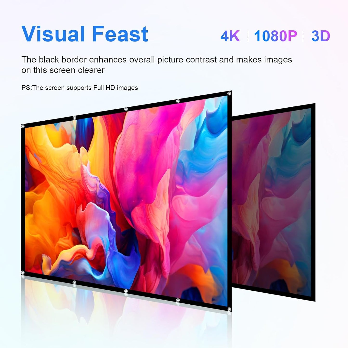 Ximaoy 72 inchPortable 16:9 Projector Screen Movie Projector Screen HD Indoor Outdoor Double Sided Rear Projection