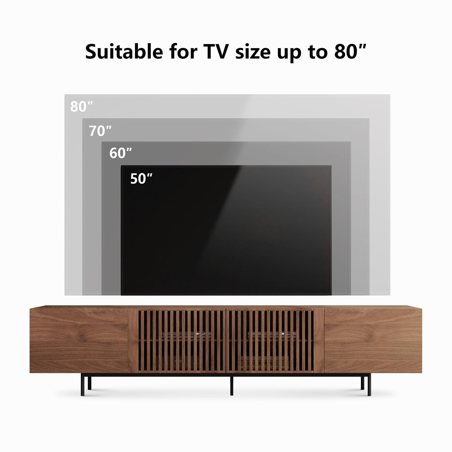 gaoyangjiaju 94.48" Mid Century Modern TV Stand for TVs up to 70"-90",Tv Console with 4 Storage Cabinets, Media Furniture for Living Room or Bedroom,Walnut